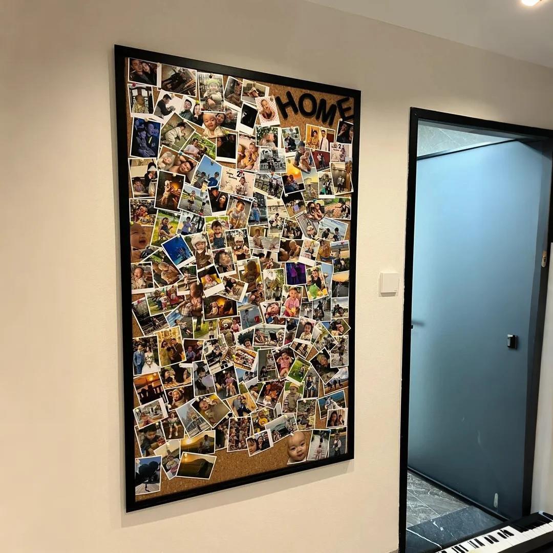 背景照片墙黑色边框毛毡留言板展示板高级感新家客厅卧室墙面装饰
