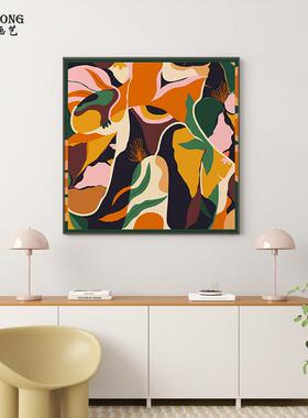 抽象艺术现代橙色涂鸦酒店卧室背景墙壁画客厅玄关装饰画方型挂画
