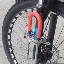 自行车锁山地车前叉锁U型锁电动车锁防盗锁老式插锁固定装抗剪锁