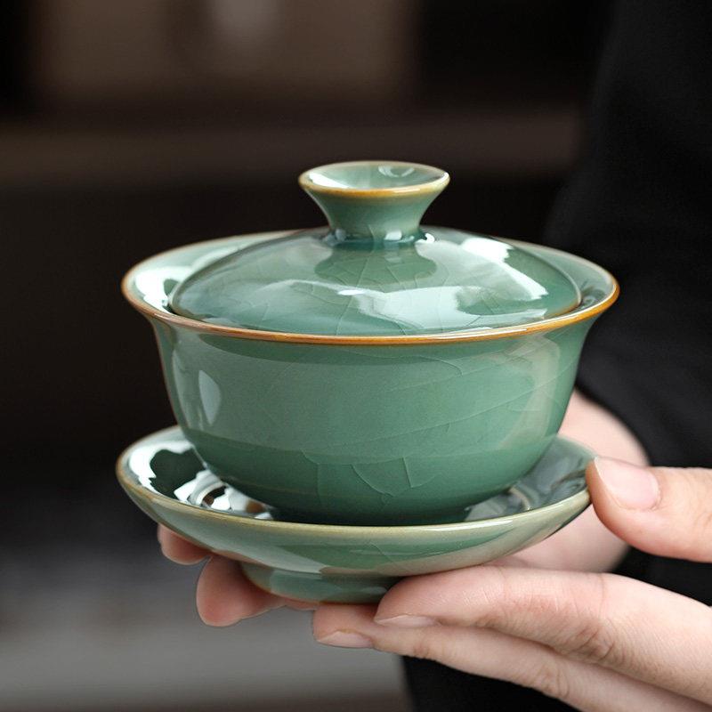 盖碗茶杯茶碗三才碗大号茶具哥窑泡茶碗套装新款功夫陶瓷单个家用