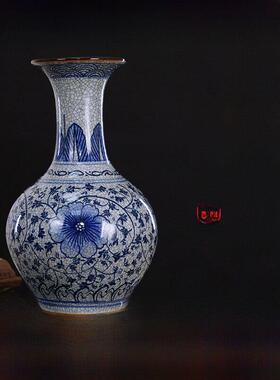 景德镇彷古手绘青花陶瓷器新中式插花瓶家居客厅办公室装饰品摆件