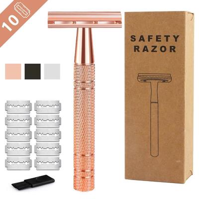 Rose Gold Razor,Classic Double Edge Safety Razor for Mens