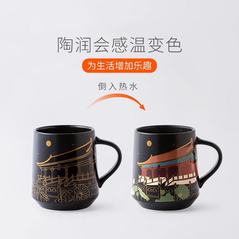 新款直销变色陶瓷水杯咖啡杯温变杯礼品环保马克杯图案定制有手柄