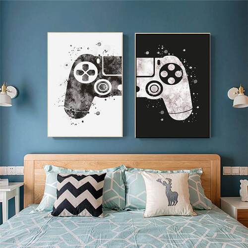 Gaming Room Paintings Gamepad Abstract Posters and Prints W