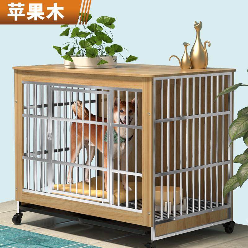 不锈钢金毛带木质拉布拉多家用室内大型犬笼子厕所犬狗小宠物中型