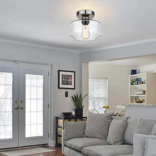 led玄关走廊美式 110v创意餐厅卧室玻璃现代简约吸顶灯书房 个性