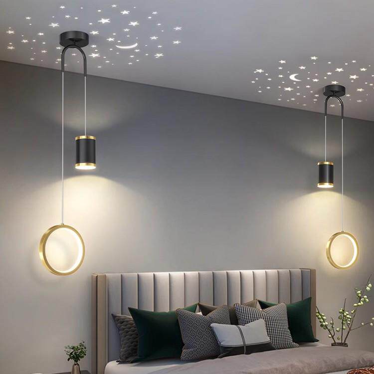 卧室床头吊灯2026年新款卧室灯网红浪漫餐厅吧台灯北欧星空吊灯
