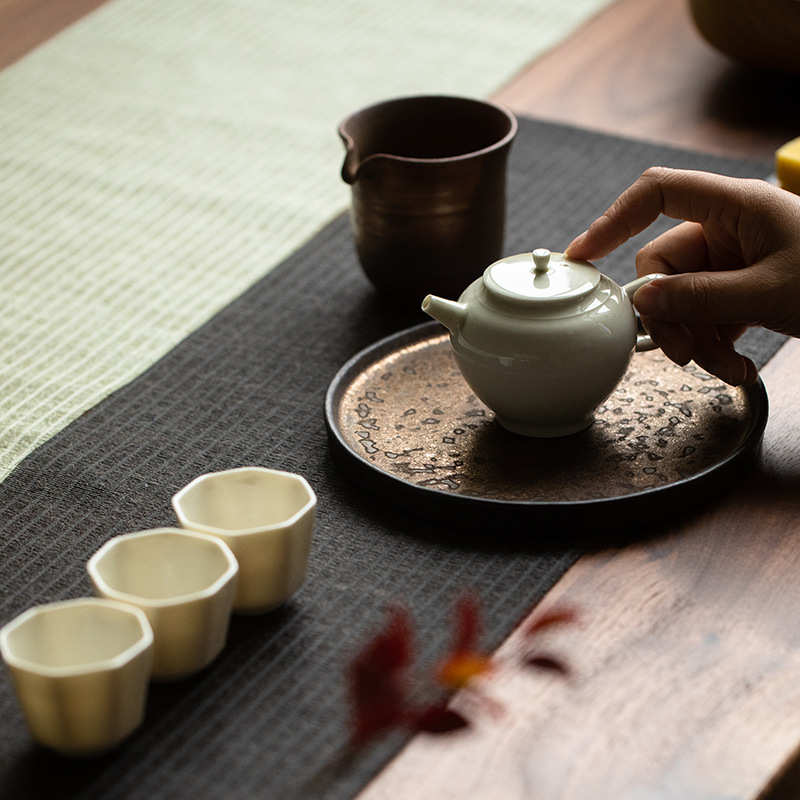 手工薄胎草木灰釉泡茶壶陶瓷带过滤单壶青灰釉功夫茶具小茶壶