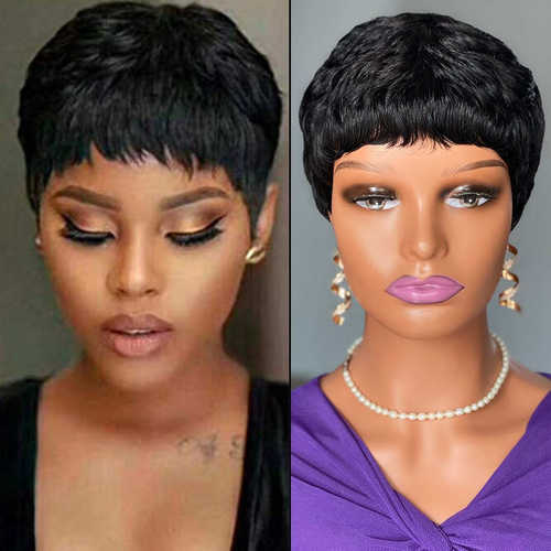 Short pixie cut human hair wigs 小精灵头套真人发机制短头套