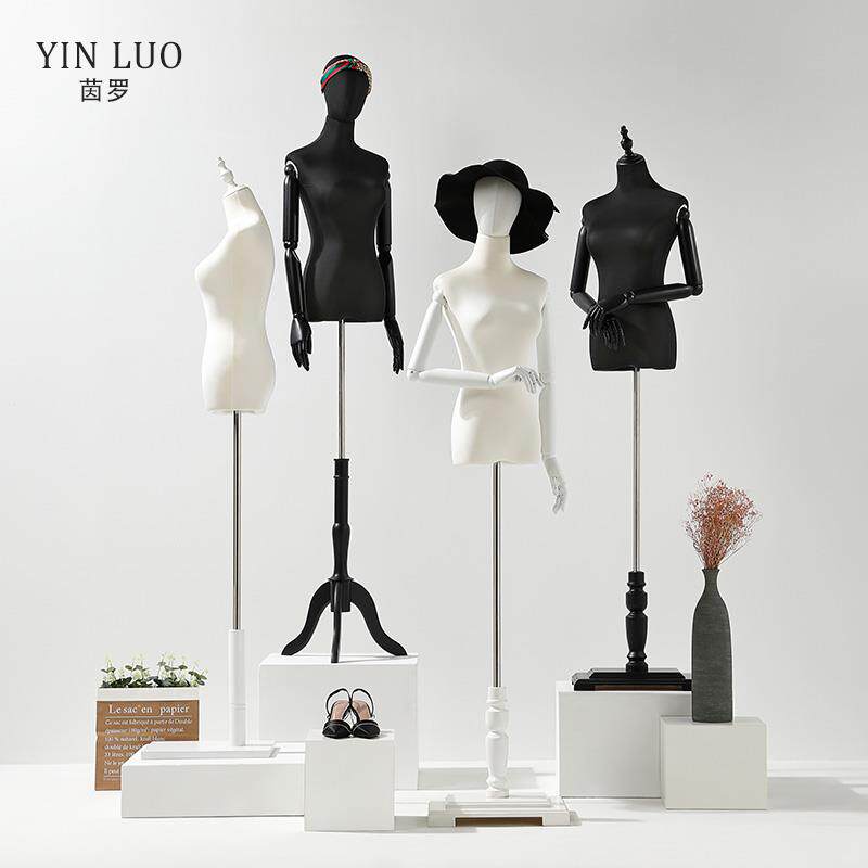 婚纱礼服模特架子女装展示架半身人体黑白色摄影道具服装店假人台