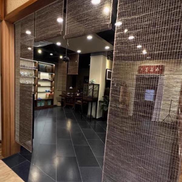 免打茶室EMV挂屏风饰隔断装帘古风孔窗帘布门帘透气隔热帘