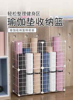 瑜伽垫储物篮与轮子和提高家庭运动和健身器材储物架三明治篮球储
