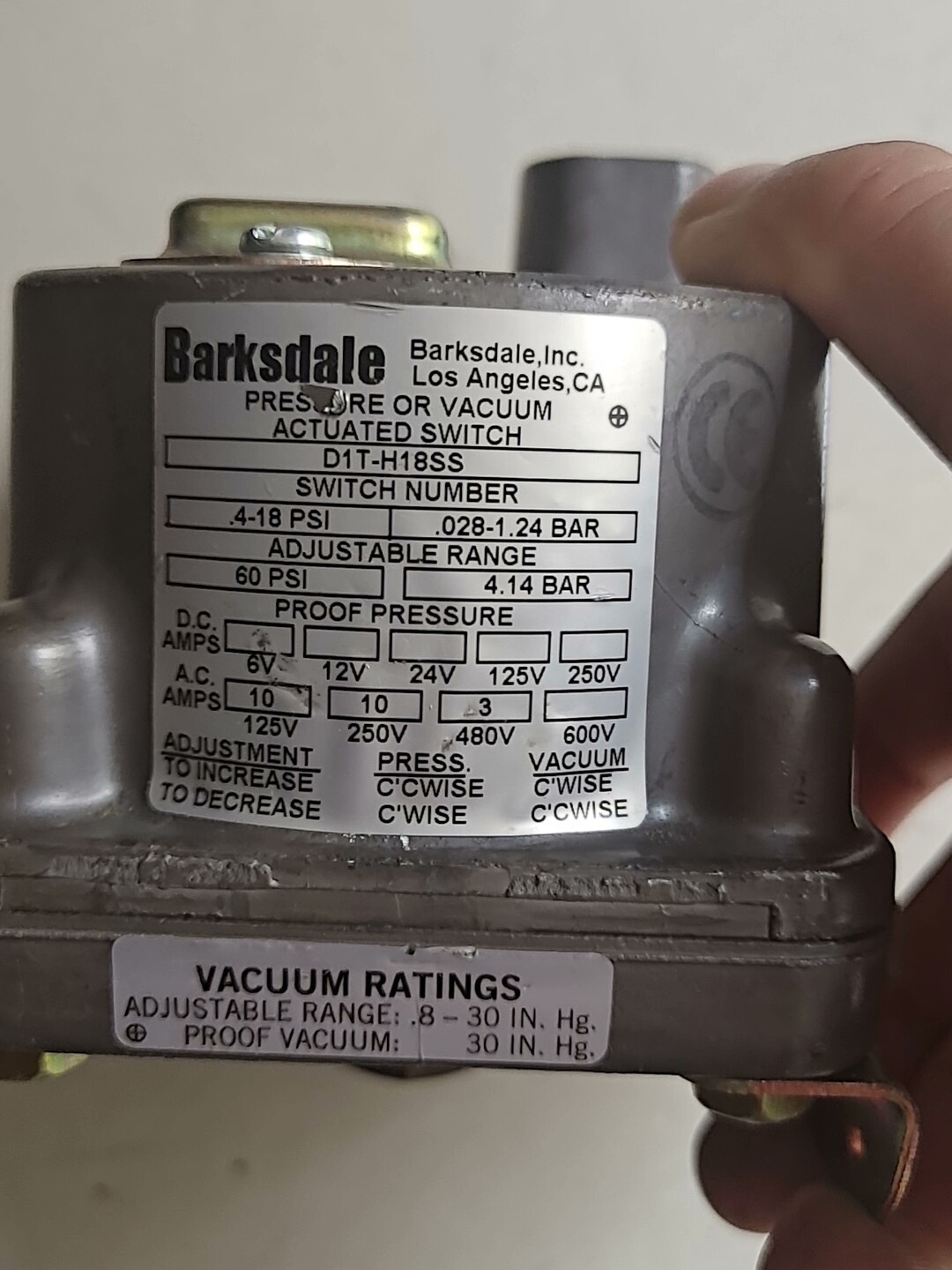 巴士德barksdale D1T-H18SS压力传感器