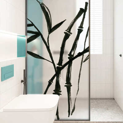 D1138水墨竹PVC磨砂玻璃贴透光不透明可移除背胶窗户移门装饰贴膜