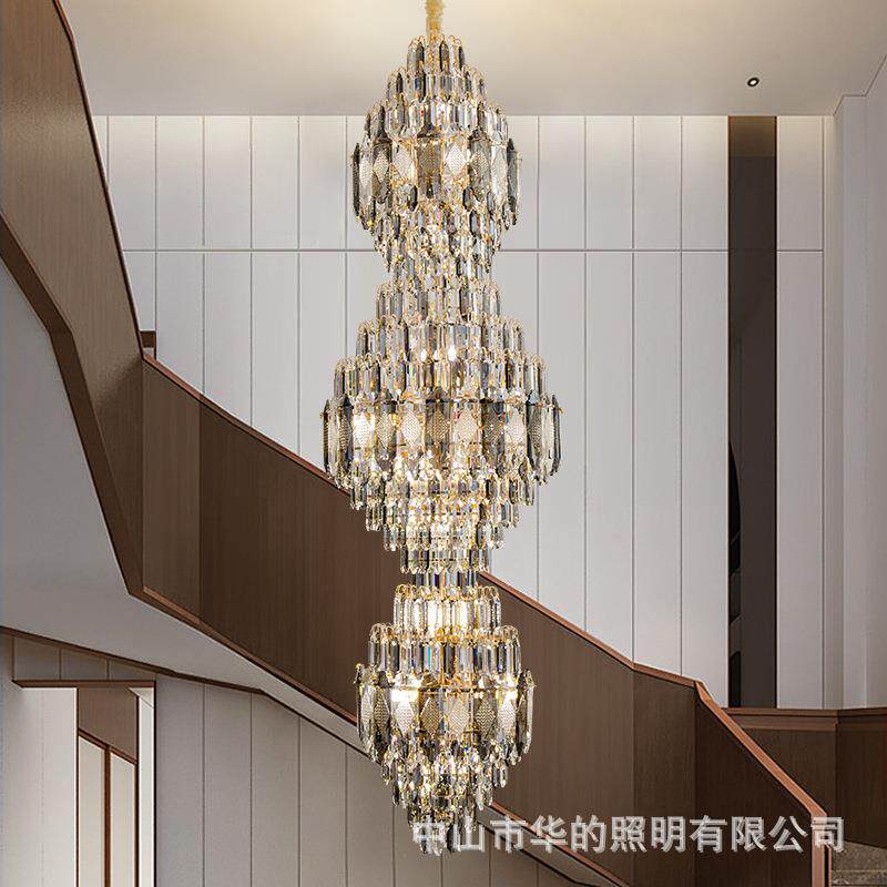 现代欧式水晶三层大吊灯别墅复式酒店大堂宴会厅适用高端水晶灯饰