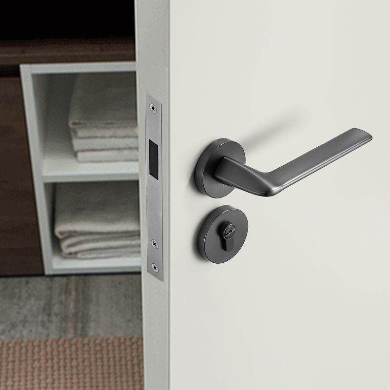 黑色门锁磁吸静音卧室房门锁室内分体锁卫生间实木门把手执手锁具