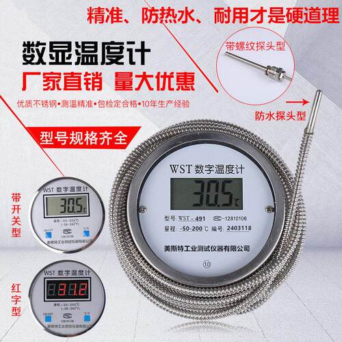 数显温度计带监视器线 线家用高精度酸碱工业防油屠宰煮肠开 水测