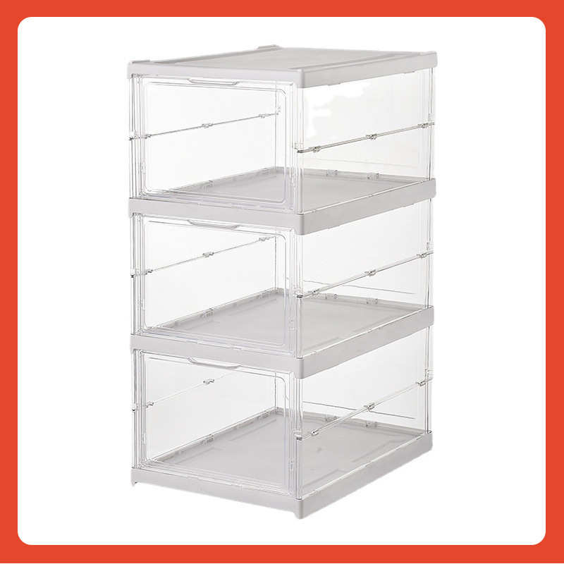 β鞋盒收纳盒加厚简约鞋盒翻盖免安装可折叠收纳盒抽屉式透明鞋柜