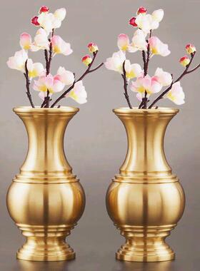 纯铜花瓶观音菩萨铜小花瓶佛像铜花瓶佛台铜花瓶装饰品客厅插花佛