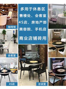 钢桌合玻化璃餐桌洽谈桌椅组钢化玻璃圆桌玻璃小户型家用吃饭MQ11