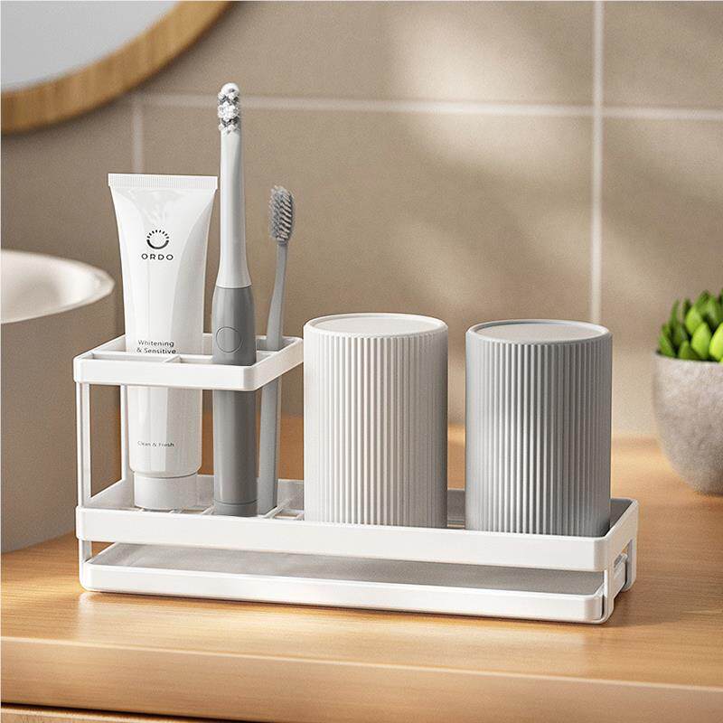 洗刷牙置物架杯子收纳洗漱台牙刷支架牙架手间电218杯动牙刷置放
