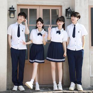 初高中学生运动会合唱演出校服套装 毕业季 衬衫 短袖 班服学院风夏季