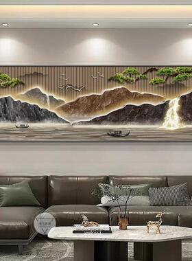 客背有靠山现代轻奢厅沙发饰墙画新GWE中式山水挂画茶室办装公室