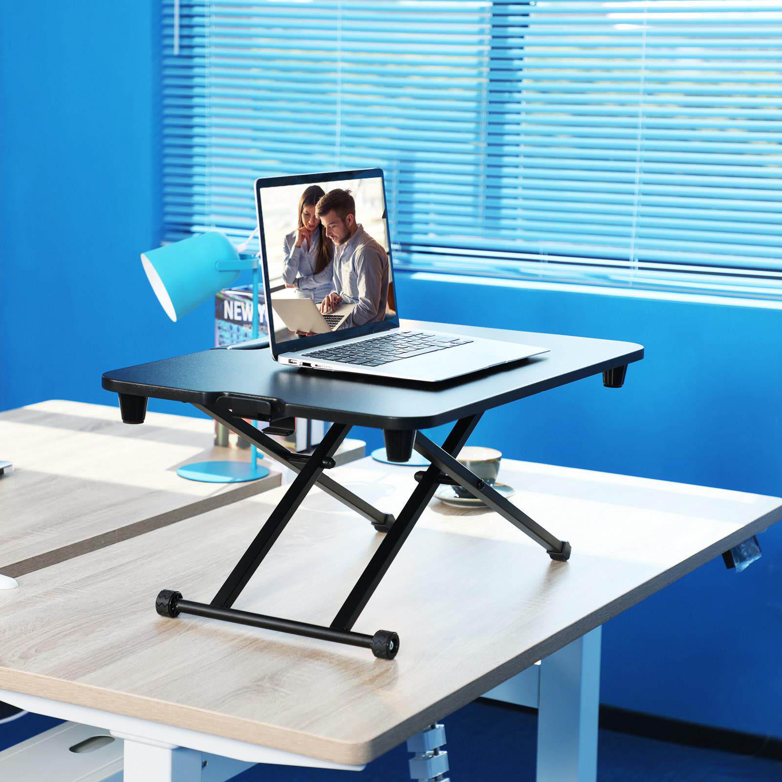 爱美卓可移动折叠坐站交替站立式电脑升降桌工作台办公笔记本台式