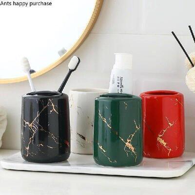 Toothpaste Toothbrush Holder Marbling Ceramics Bathroom