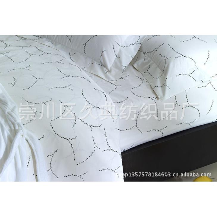 典054宾馆酒店床上用品酒店久布草纯印棉宾花馆酒店四件套