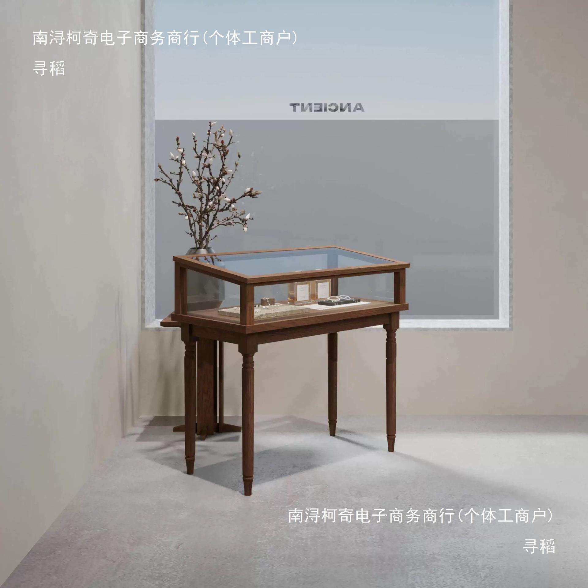 中古风首饰品中岛柜流水柜古玩玉器店铺陈列柜边柜橱窗展示柜