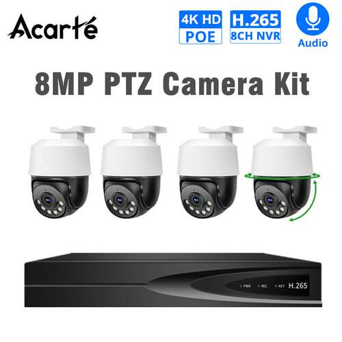 4k 8MP PTZ CCTV mera Security System监控摄像头套装