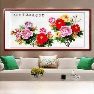 客厅卧室招财风水国画牡丹画花鸟装饰字挂画洛阳手绘真迹四尺横幅