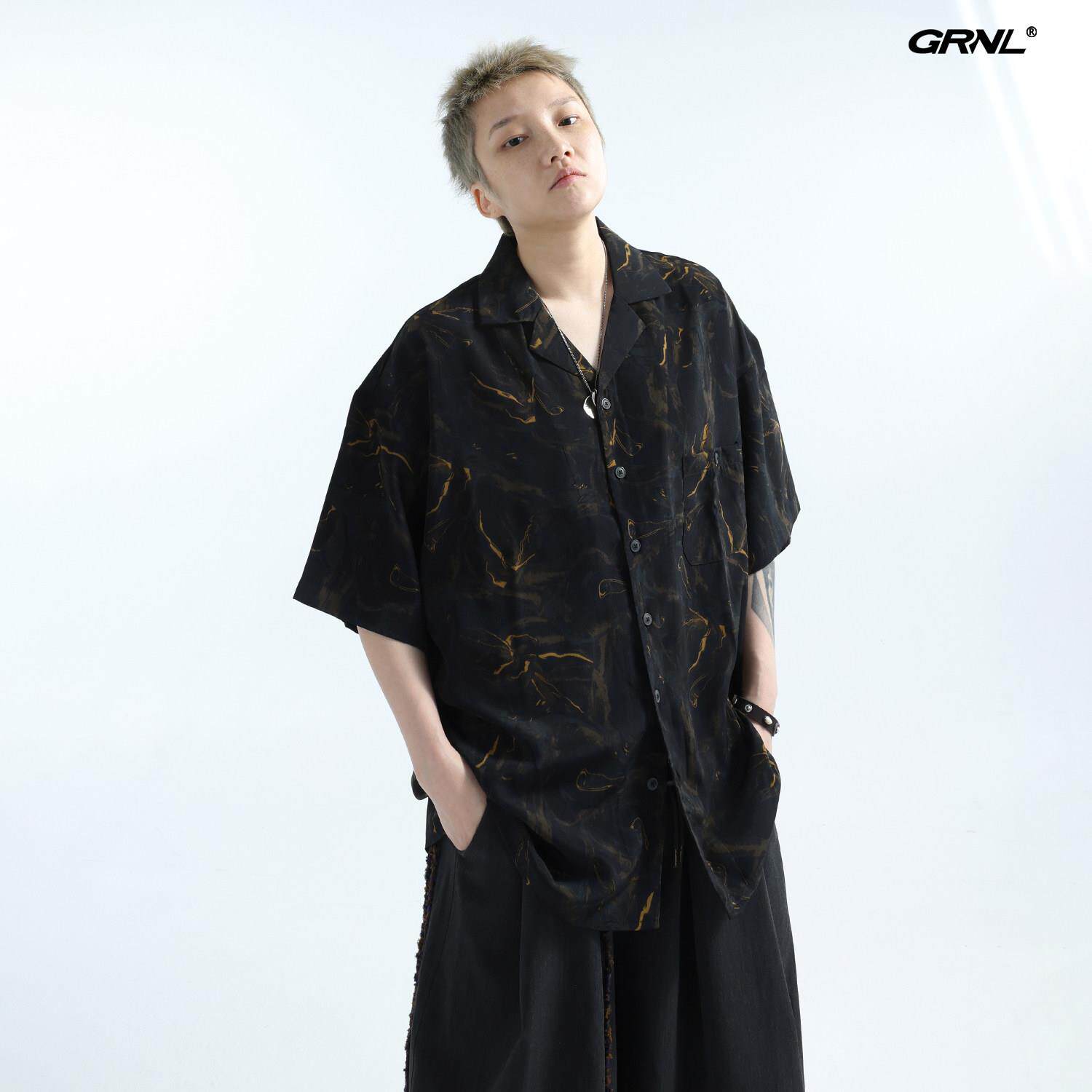 「GRNL」仲夏夜游 夏季凉感宽松五分短袖衬衫男女