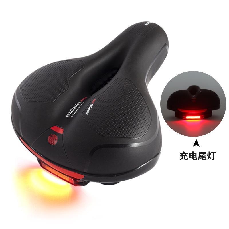 山地电动自行车鞍座带灯坐垫 加厚加宽车座舒适骑行软鞍座厂家