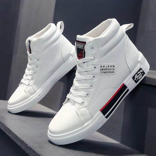 Brand Men Leather High-Top Skateboarding Shoes Men