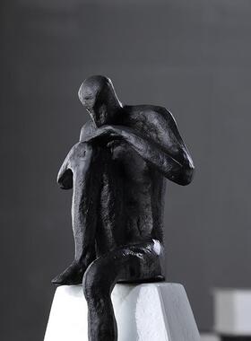 现代轻家奢树脂思考者摆件儿ZM194849极面简居桌书房童样板间售楼