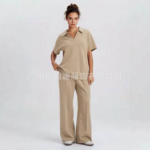Women's Casual Commuter Set  Spring Summer Stand Collar Top