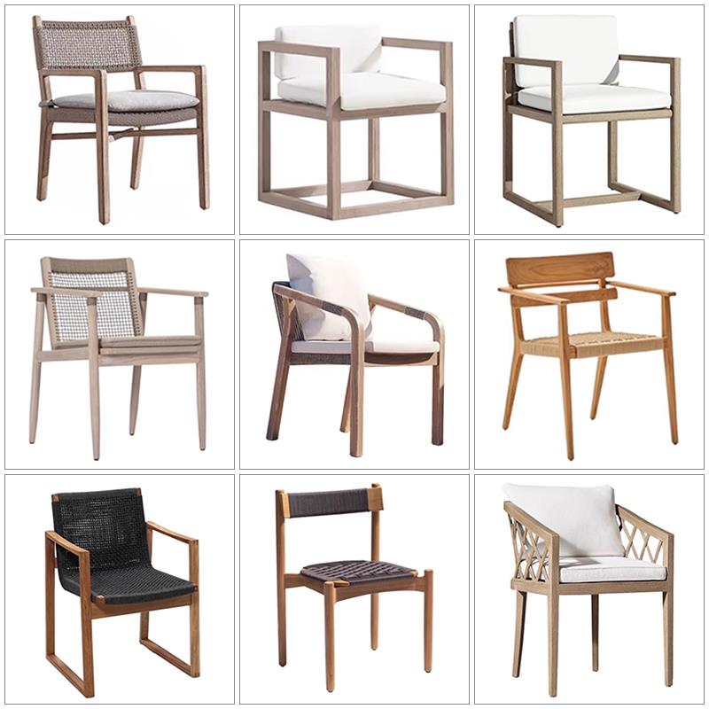 8F776TJS5V户外柚木椅子防防腐编椅代简约休闲庭院别晒墅花园实绳