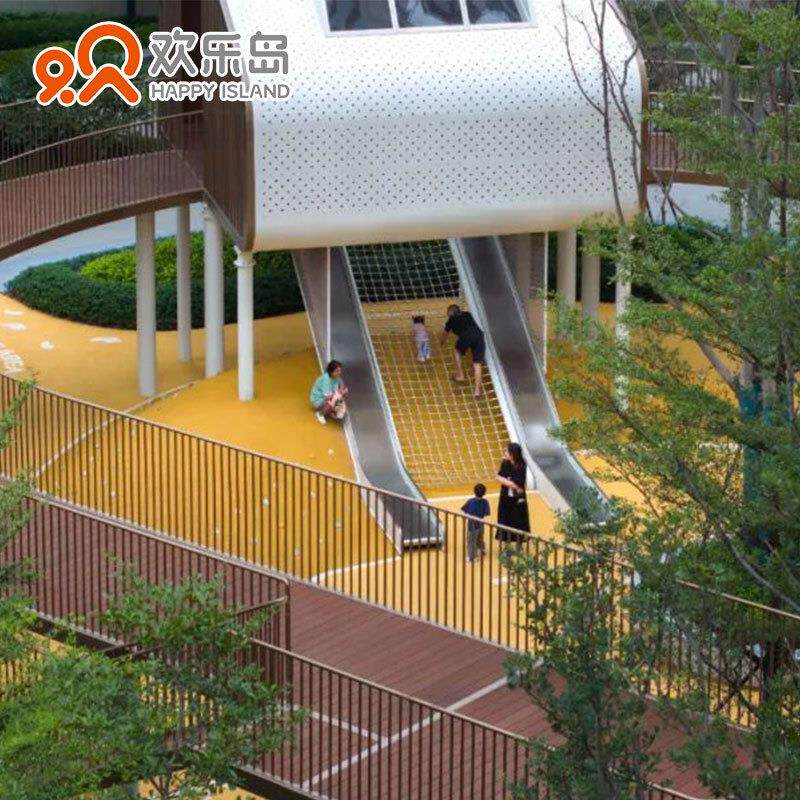幼儿园小区儿童乐园树屋不锈钢组合滑梯定做游乐设备厂家规划设计