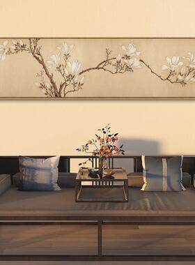 白玉兰图国画卧室床头挂画百花图花鸟新中式客厅沙发背景墙装饰画