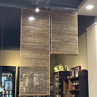 苎麻帘玄关垂帘隔断帘日式挂帘免打孔装饰帘屏风帘草帘透光半遮