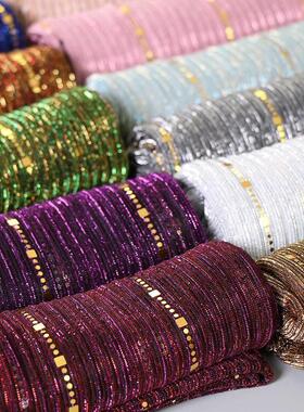 Women's silk glitter long scarf 女士丝亮片长巾围巾印度