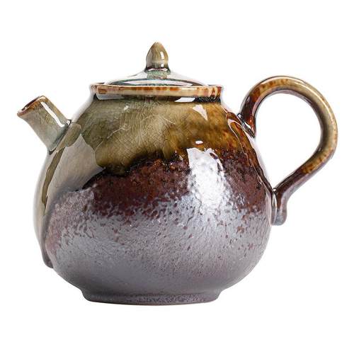 窑变天目釉日式古盖朴陶瓷流壶泡茶壶单壶DEP提梁侧把茶碗