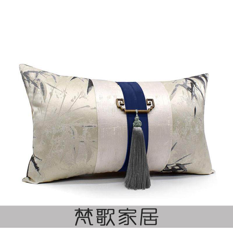 新中式轻奢红木沙发客厅样板间靠垫背靠枕芯流苏腰枕抱枕套可定制