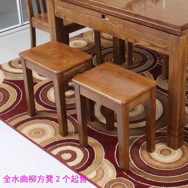 实木方凳餐桌凳子水曲柳原木餐凳中式方凳北欧简约方凳化妆椅学习
