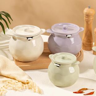 储物陶瓷荤油高温双耳罐子玻璃猪油罐小清新中式容器盐罐大容量