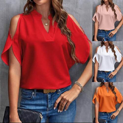 Women's collar off shoulder shirt top 女装领露肩衫上衣