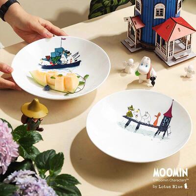 moomin姆明餐具骨瓷深盘创意卡通可爱盘子家用餐盘陶瓷釉下彩盘子