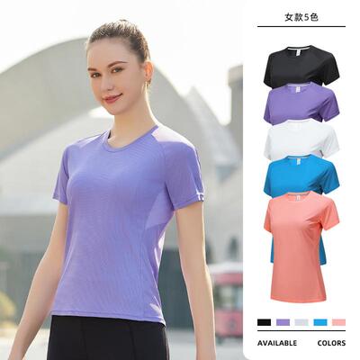 Women's fitness short sleeved patchwork running training